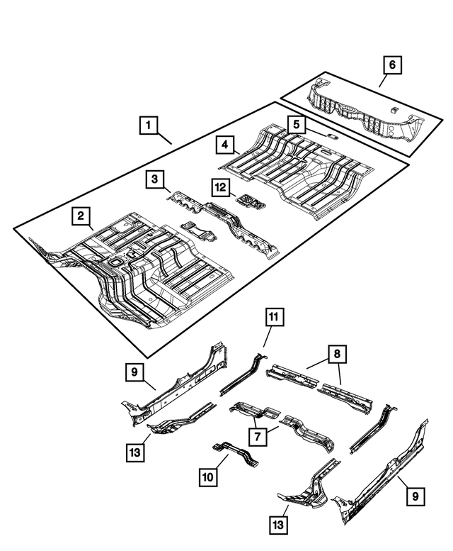 68269460AD - Body Sheet Metal Except Doors: Front Floor Pan for Mopar Image