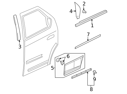 Exterior Trim - Rear Door for 2007 Buick Rendezvous #0