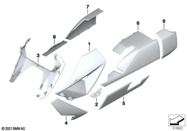 46635A7E2D7 - Body Equipment: Fairing Side Section, Left - Imperialblue for BMW-Motorrad Image
