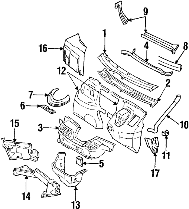 1246202986 - Body: Cowl Panel for Mercedes-Benz Image