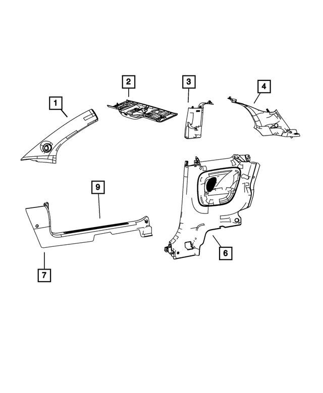 1SC54JW4AE - Interior Trim: A Pillar Molding, Right for Mopar Image