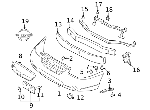 Bumper & Components - Front for 2000 Nissan Maxima #0
