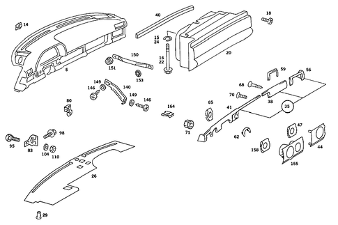 Instrument Panel & Body Parts Used for Co-Driver Airbag for 1991 Mercedes-Benz 560SEC #0