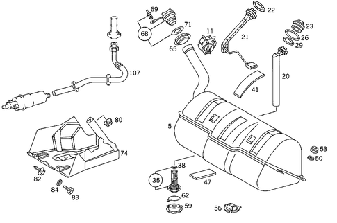 Fuel Tank with Detachable Parts for 1993 Mercedes-Benz 400SEL #1