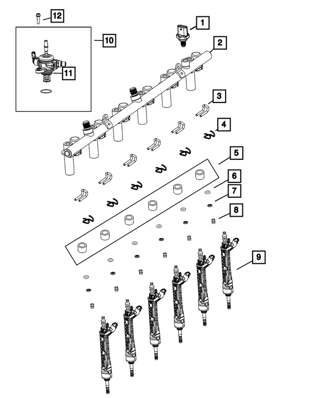 68533462AA - Fuel and Accelerator Pedal: Fuel Rail for Mopar Image