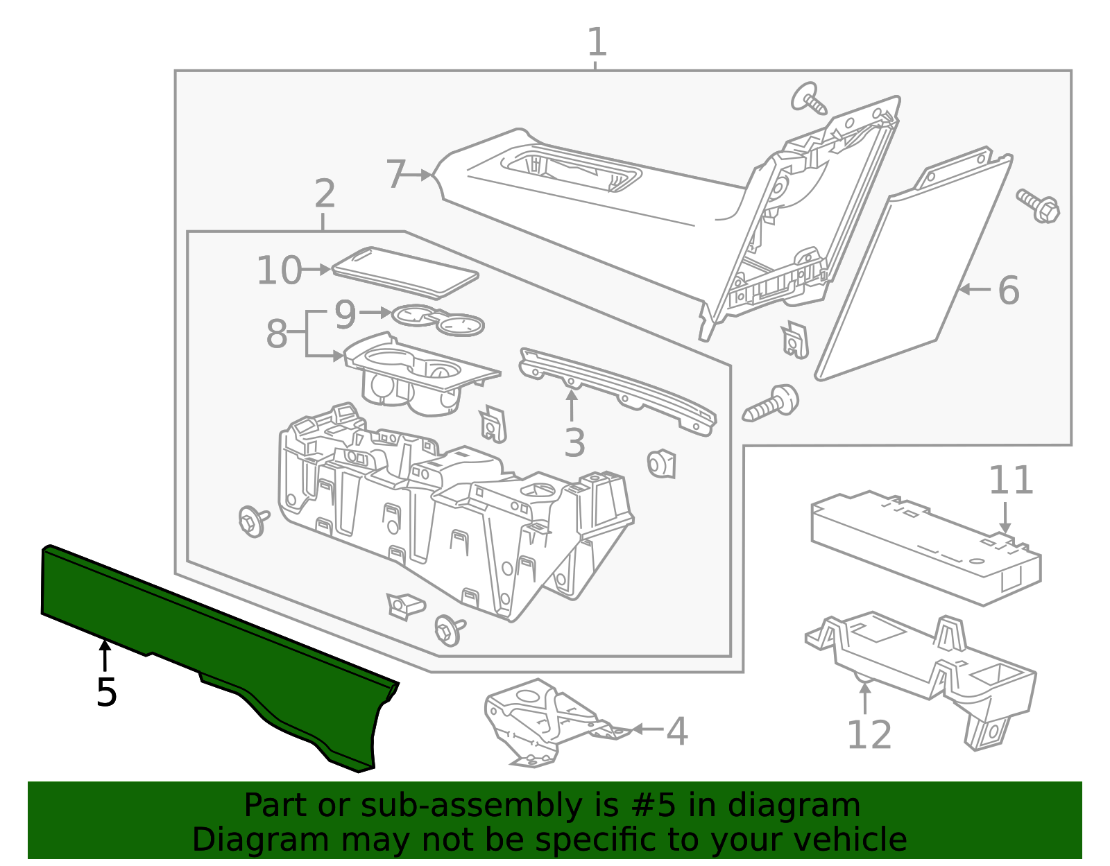 Jet Black Passenger Side Front Floor Console Rear Trim Panel 22922063 ...