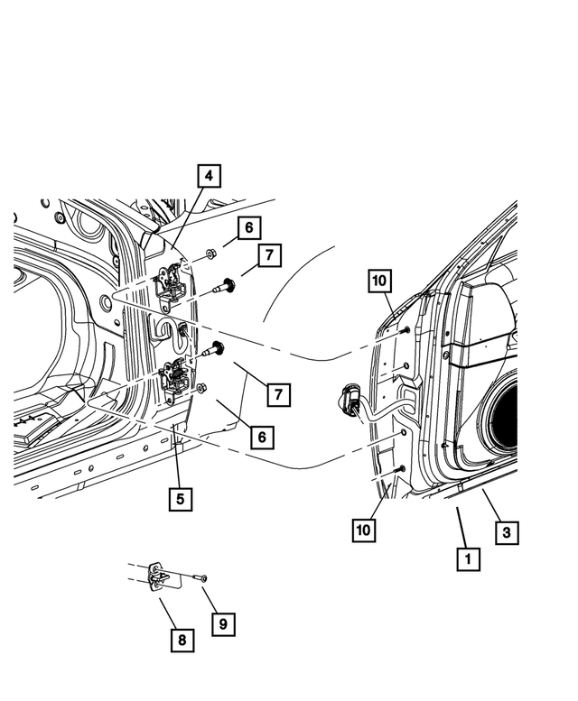 « 4575747AA – Doors, Door Mirrors and Related Parts : Supérieure De Porte Avant Charniere, Côté Gauche pour Mopar Image »