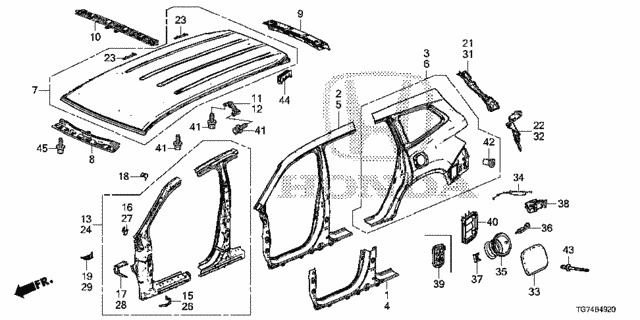 Outer Panel - Roof Panel for 2019 Honda Pilot #0
