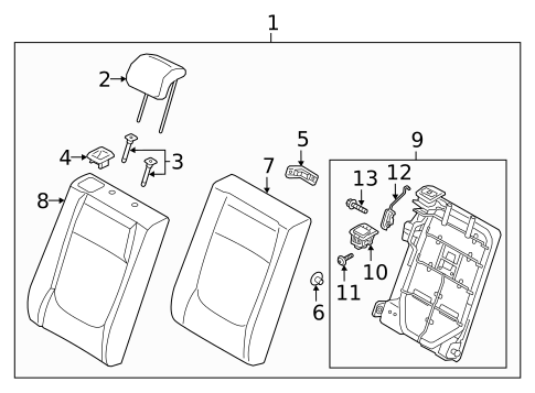Rear Seat Components for 2022 Hyundai Accent #1