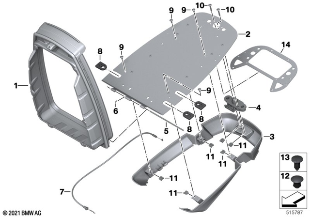 46637693153 - Frame and Mounting Parts: Bottom Part of Radio Telephone Box - Schwarz for BMW-Motorrad Image