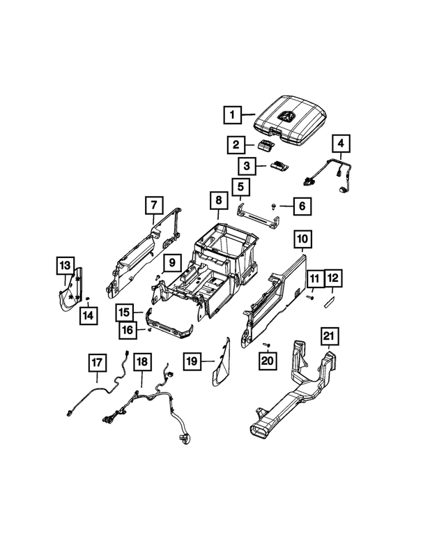7LU38TX7AA - Interior Trim: Console Armrest for Ram: 1500 Classic, 2500, 3500 Image