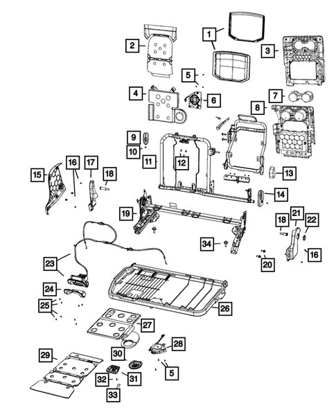Rear Seats - Second Row Adjusters, Recliners, Shields and Risers for 2020 Ram 1500 #0