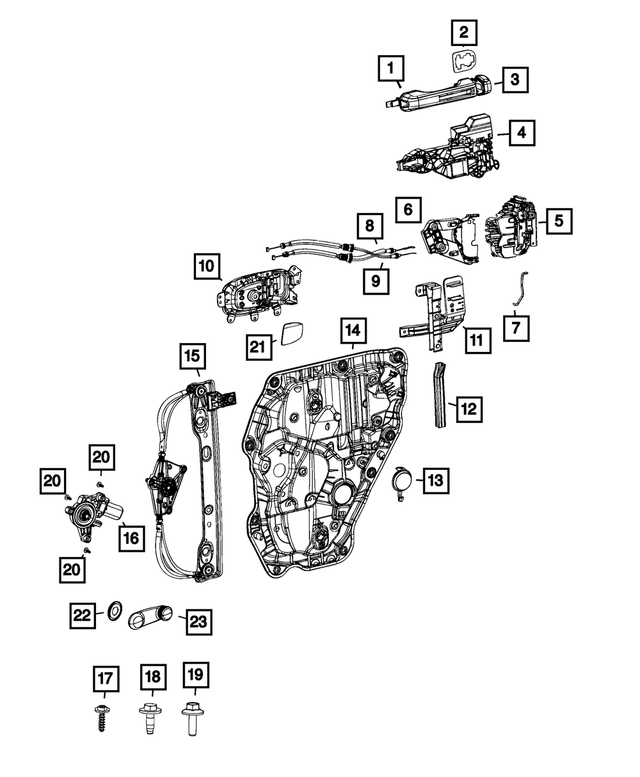 6ZA09PDNAB - Doors, Door Mirrors and Related Parts: Exterior Door Handle, Right for Mopar Image