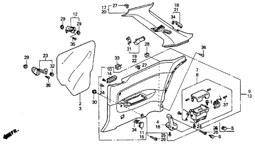 Rear Side Lining for 1991 Honda Accord #0