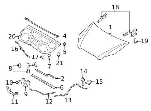 Hood & Components for 2009 Kia Rondo #0
