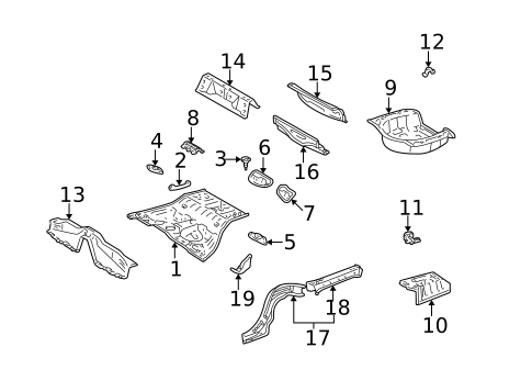 Rear Floor & Rails for 1998 Lexus GS300 #0