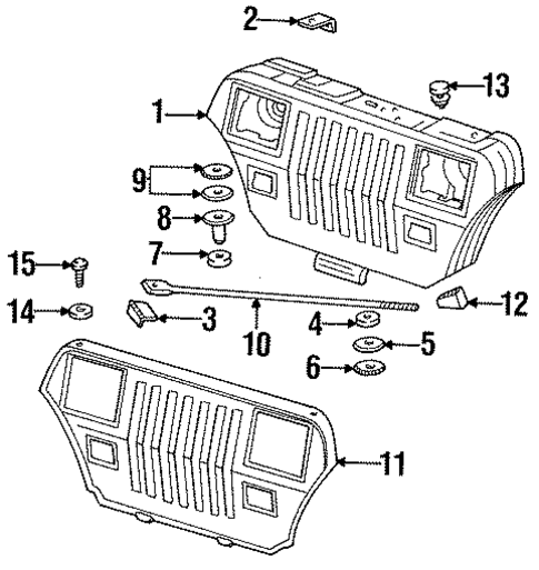 Grille & Components for 1994 Jeep Wrangler #0