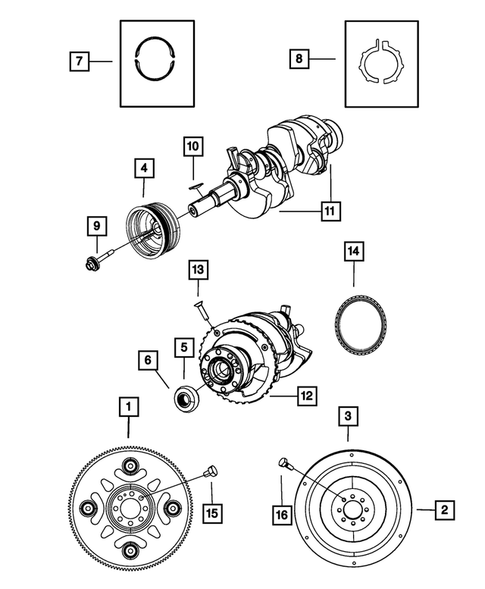 Crankshaft, Piston, Drive Plate, Flywheel, and Damper for 2008 Dodge Nitro #0