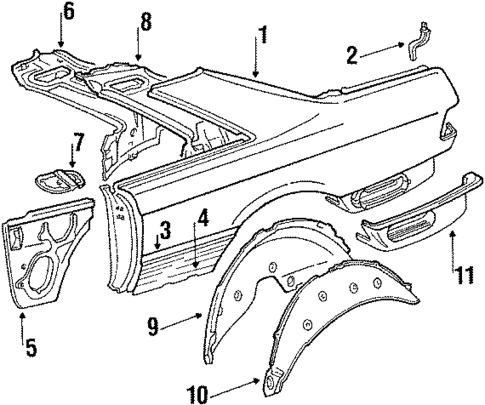 Outer Components for 1989 Mercedes-Benz 560SEC #0