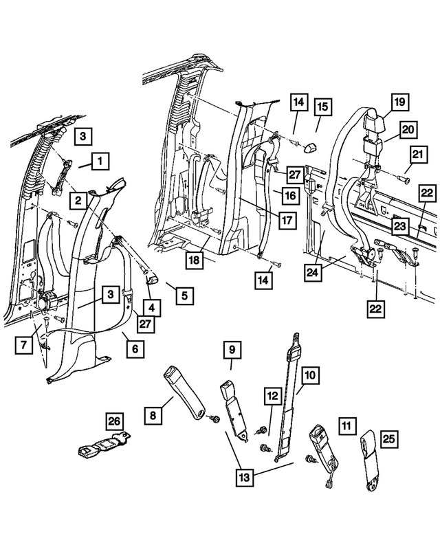 5KM881D5AC - Interior Trim: Front Outer Seat Belt, Right for Mopar Image