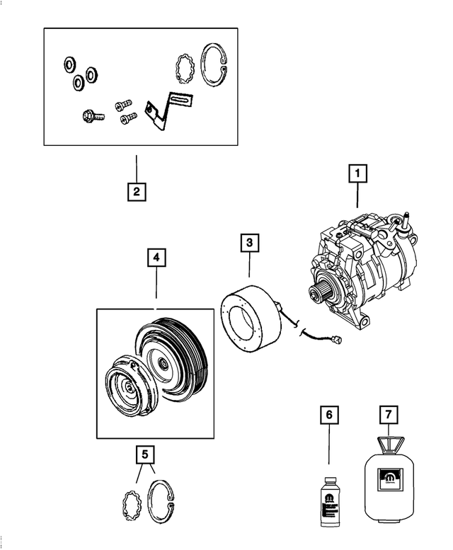 « 68032119AA – Air Conditioners and Heaters : Compresseur Clim Nec Remis En Etat Embray pour Mopar Image »