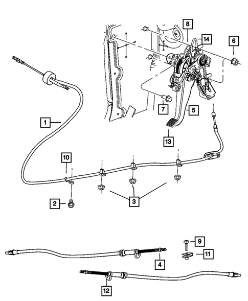Parking Brake Lever, Cables, and Rear Disc Park Brake Assembly for 2013 Chrysler 300 #0