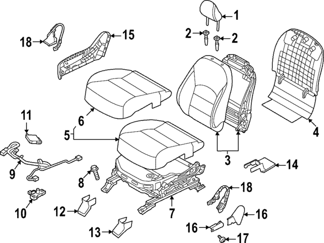 876009CN4A - Body: Seat Back Assembly for INFINITI: QX50 Image
