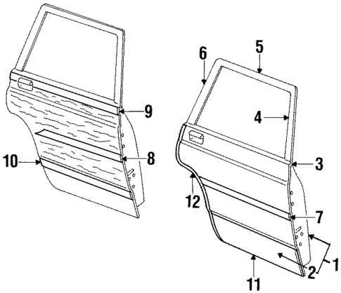 Exterior Trim - Rear Door for 1988 Ford Country Squire #0