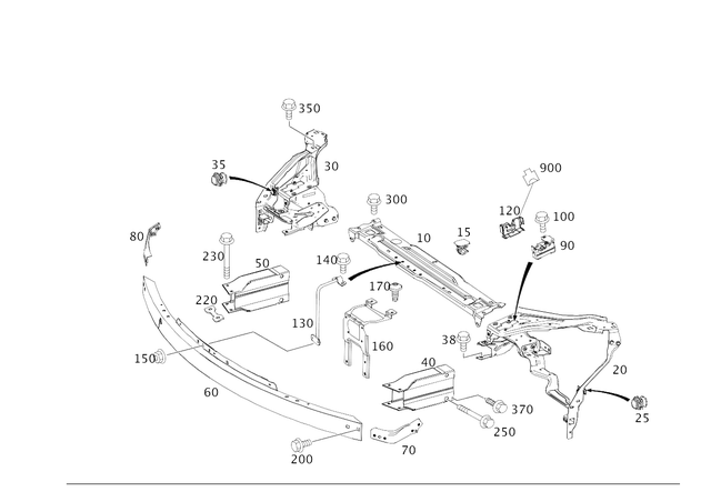 2046200119 - Front-End Assembly, Front Panel: Strut for Mercedes-Benz Image image