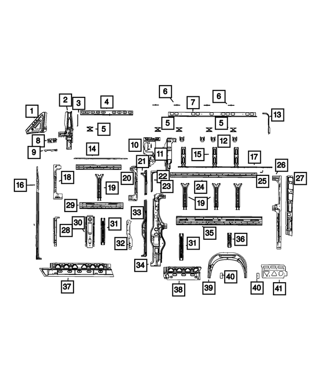 68563667AA - Body Sheet Metal Except Doors: Roof Panel Reinforcement for Mopar Image