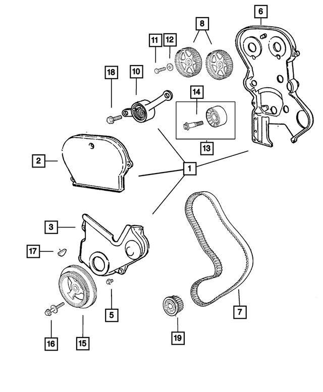« 4621592AD –  : Courroie De Distribution Couvercle, Extérieur, Inférieur pour Mopar Image »