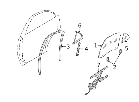 Glass - Rear Door for 2005 Kia Sorento #0