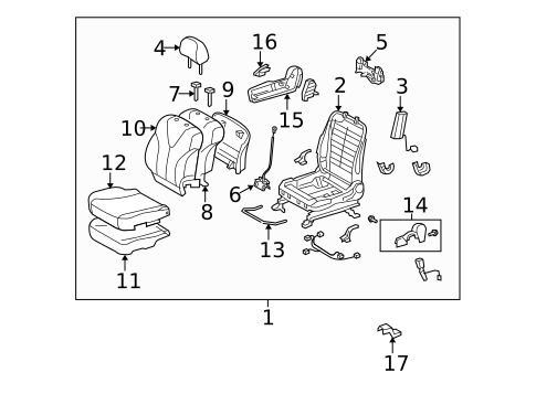 Passenger Seat Components for 2010 Toyota Venza #1