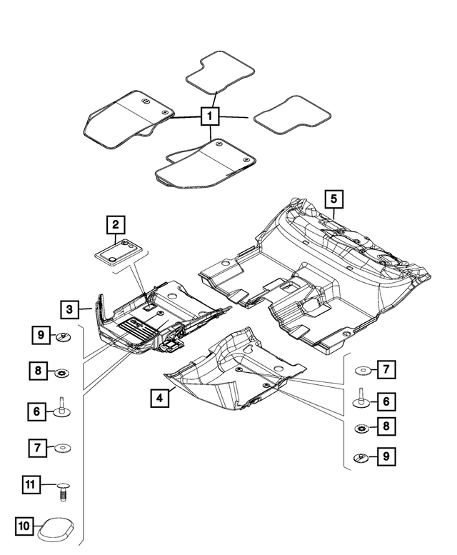 68405114AA - Interior Trim: Floor - Complete Mat Kit for Jeep: Renegade Image