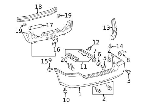 Bumper & Components - Rear for 2006 Toyota Highlander #0