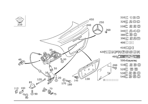 Rear Lid Latch-Type Lock, Rear Lid Attachment Parts for 2006 Mercedes-Benz C 230 #0