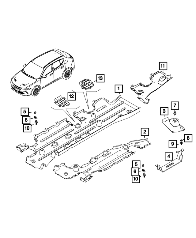 « 68607183AA – Frame, Bumper and Fascia : Plancher Ecran pour Mopar Image »