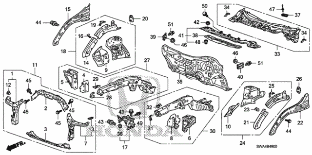 Front Bulkhead - Dashboard for 2007 Honda CR-V #0