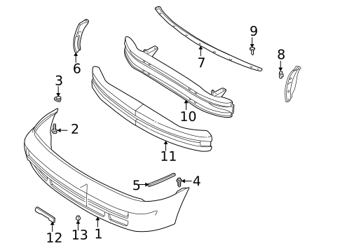 Bumper & Components - Front for 1994 Subaru Impreza #0