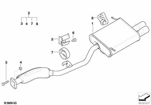 Exhaust System, Rear for 1996 BMW Z3 2.8 #0