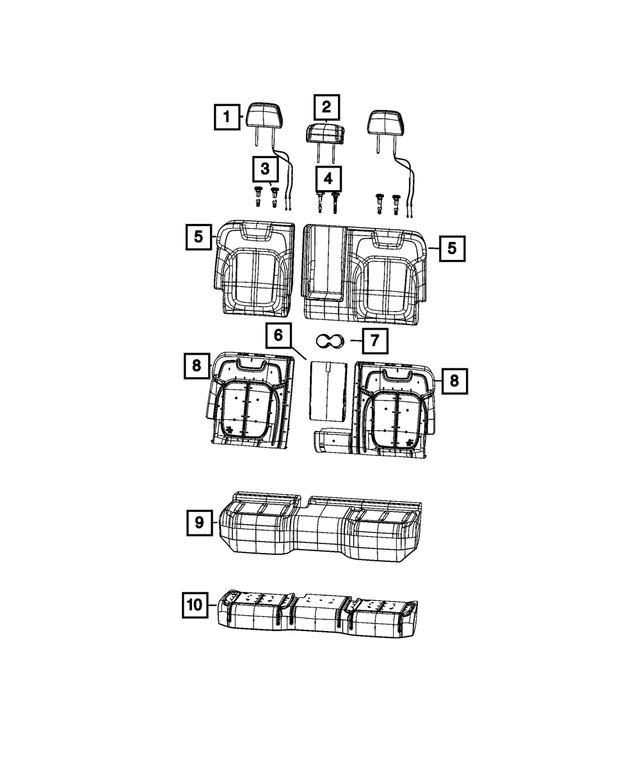6PL84TX7AC - Interior Trim: Headrest Sleeve, Non-locking for Jeep: Grand Cherokee, Grand Cherokee L Image