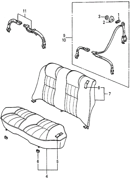 Rear Seat - Seat Belt 4DR for 1984 Honda Accord #0