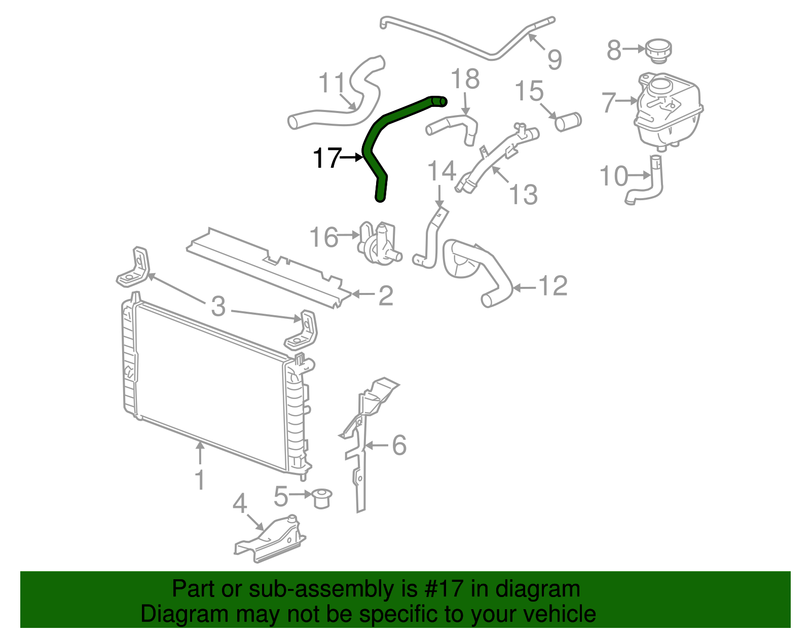 2007-2012 GM Radiator Inlet Hose 25779559 | GM Parts Center