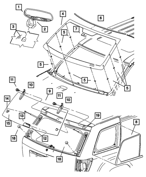 Glass and Rear View Mirror for 2005 Jeep Grand Cherokee #0