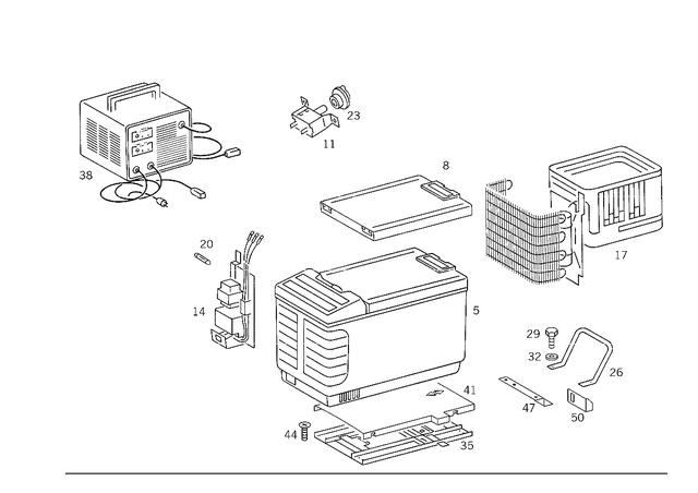 1268302160 - Heating and Ventilation: Refrigerator Box for Mercedes-Benz: 300SD, 400SE, 400SEL, 500SEC, 500SEL, 600SEL, S420 Image image