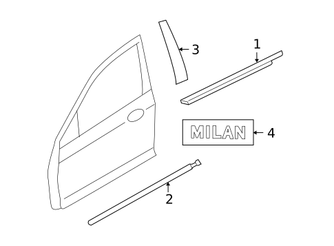 Exterior Trim - Front Door for 2006 Mercury Milan #0