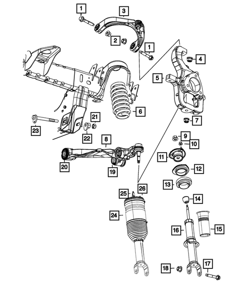 Front Suspension, Strut and Cradle for 2013 Ram 1500 #1