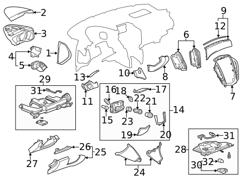 Instrument Panel Components for 2014 Cadillac SRX #0
