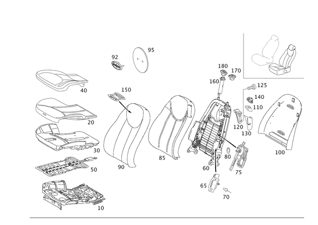 2309100026 - Driver Seat: Seat Shell for Mercedes-Benz: SL500, SL55 AMG, SL550, SL600, SL63 AMG, SL65 AMG Image image