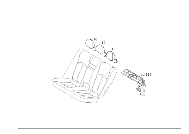 2119706650 - Rear Seat Bench: Head Restraint for Mercedes-Benz: E320, E500 Image image